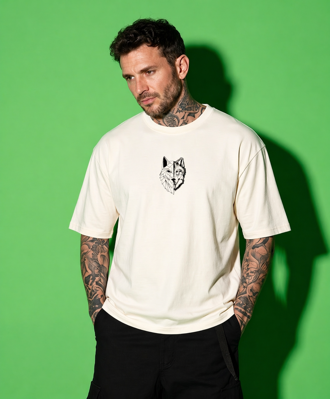 Wild Young & Free Oversized Off-White Back Print T-Shirt | Premium 240 GSM Cotton