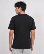 Hang In There Moon Graphic Oversized Black T-Shirt for Men