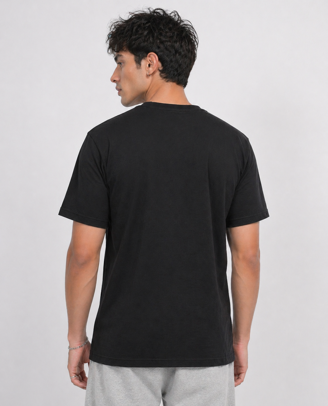 Hang In There Moon Graphic Oversized Black T-Shirt for Men