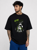 Gym Reaper Oversized Black Graphic T-Shirt for Men | Streetwear Gym Edition