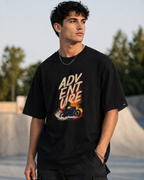 Adventure Bike Print Oversized Cotton Tee