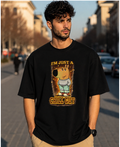 I'm Just A Chill Guy Oversized Graphic T-Shirt for Men | Black Relaxed Streetwear Tee