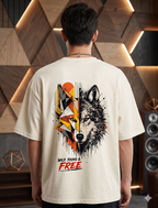 Wild Young & Free Oversized Off-White Back Print T-Shirt | Premium 240 GSM Cotton