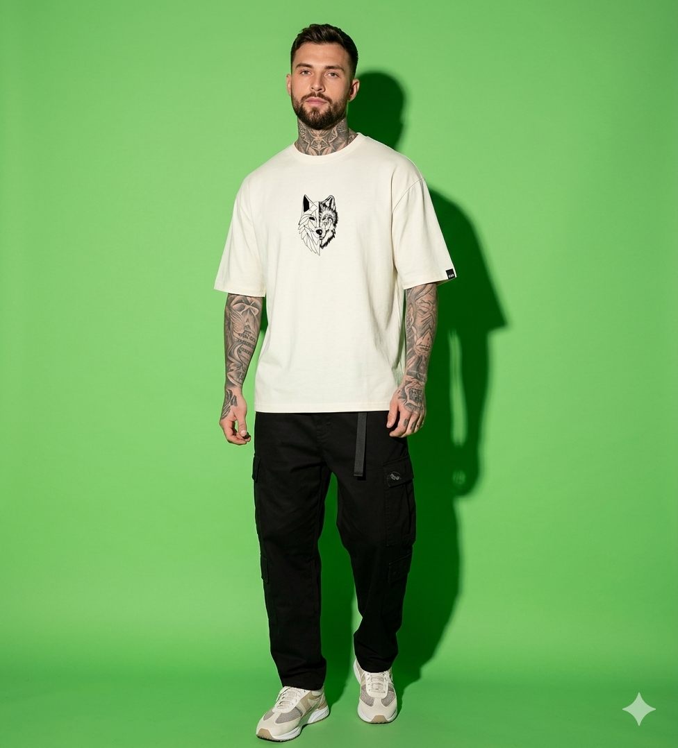 Wild Young & Free Oversized Off-White Back Print T-Shirt | Premium 240 GSM Cotton